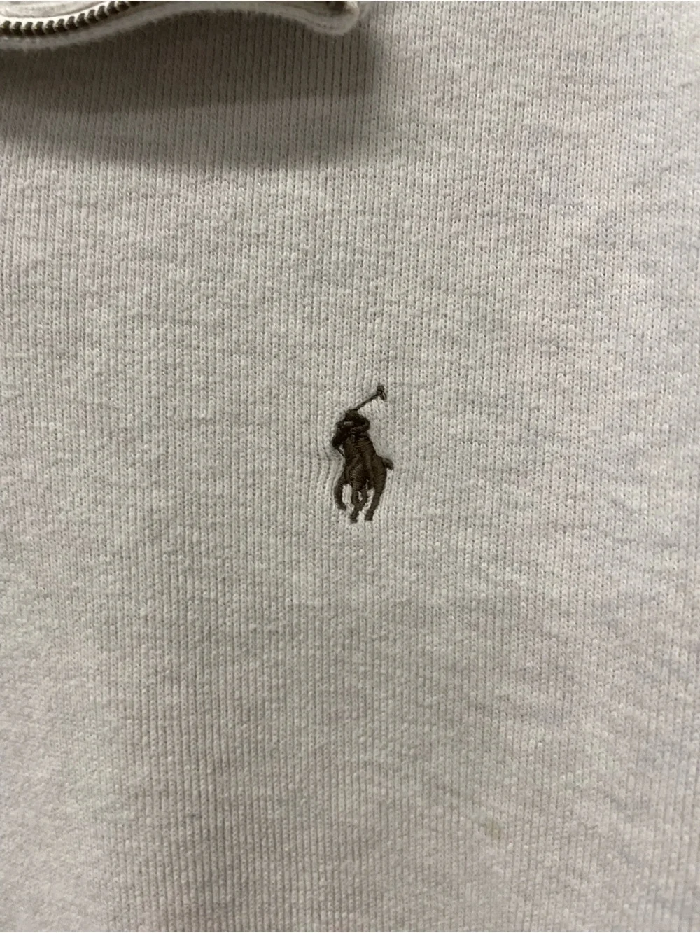 Ralph Lauren Quarter-Zip Pullover in Cream with Brown Polo Logo